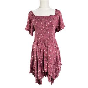 Pixar BoxLunch Toy Story Paisley Smocked Handkerchief Hem‎ Dress Dusty Rose LG
